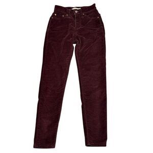 Levi's Wedgie Skinny Corduroy Pants Women 24 Burgundy High Rise‎ PC9523050044